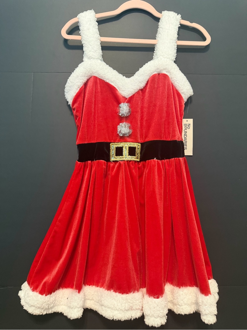 NWT No Boundaries Red Santa Velvet Costume Dress